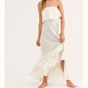 Free People Strapless Ruffled Dress with Slit